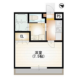CLOVER八番館 1Kの間取図画像