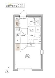 BLANCCOURT 1Kの間取図画像
