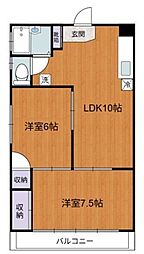 健生ビル 5階2LDKの間取り