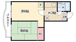 サニーヴィラD 2Kの間取図画像
