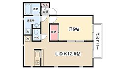 パティオB 1LDKの間取図画像