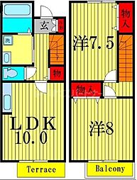グランシャリオ 2階2LDKの間取り