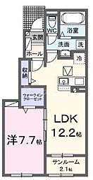 グランバニアI 1階1LDKの間取り