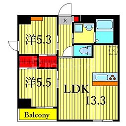 フリーダムファン 8階2LDKの間取り