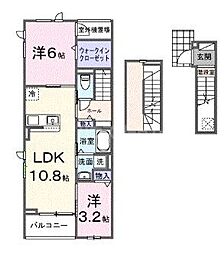 テルマエ大和 3階2LDKの間取り