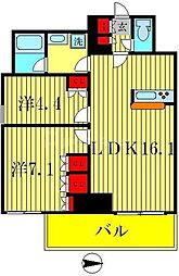 プライムアーバン亀有 2階2LDKの間取り