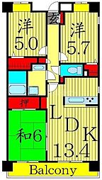 EMIUS 8階3LDKの間取り