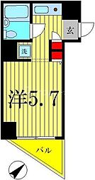 コスモ亀有V 13階1Kの間取り