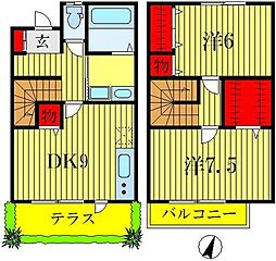 パークハイムＫII 2階2DKの間取り