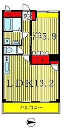 グローリーパレス 1LDKの間取図画像