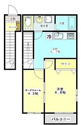 Casa　Felice 2階1SDKの間取り