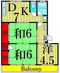 塚田ハイツ 3DKの間取図画像