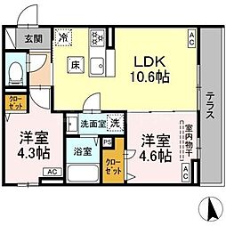 セレスティア新小岩 2LDKの間取図画像