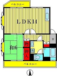 第二ファミーユ白木 1LDKの間取図画像