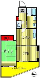 ラ・フォンテーヌ 2DKの間取図画像