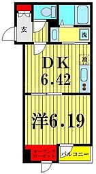 アンベリール北小岩 1DKの間取図画像