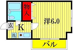 アビタシオン金町 1Kの間取図画像