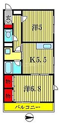 パロ金町 2Kの間取図画像