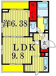 フォンテーヌ 1LDKの間取図画像