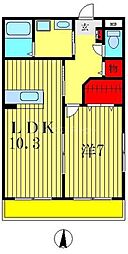 ヴィラエスペランサ 1LDKの間取図画像