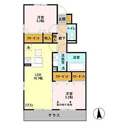 セントラル 2LDKの間取図画像