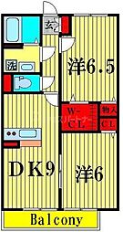 ロイヤルヒルイースト 2DKの間取図画像