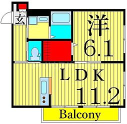 ForestGdarden 1LDKの間取図画像