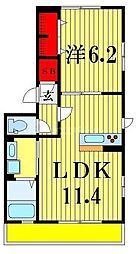 クヴァルチーラ奥戸 1LDKの間取図画像