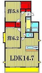 MONAVALE2 2LDKの間取図画像