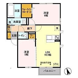 リバレイン2 2LDKの間取図画像