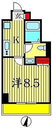 レーヴ東京イーストフェルクルール 1Kの間取図画像