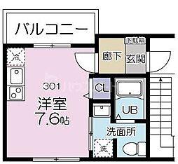 グランシャレー新宿 ワンルームの間取図画像