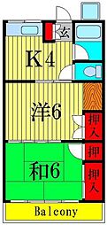 田中荘 2Kの間取図画像