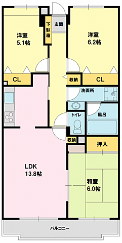 間取り グリーンコート勝田台 1階/101