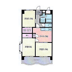 アクワメントシティ 3DKの間取図画像