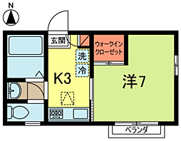 グリーンコート荻窪 1階1Kの間取り