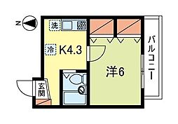 コアビル 1Kの間取図画像