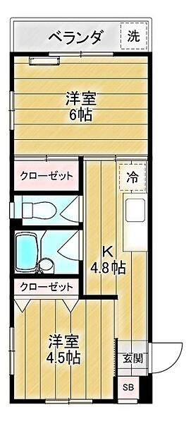 メゾン・ド・富士 203｜東京都足立区中川4丁目(賃貸マンション2K・2階・33.00㎡)の写真 その2