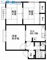 メゾン松波B 3DKの間取図画像