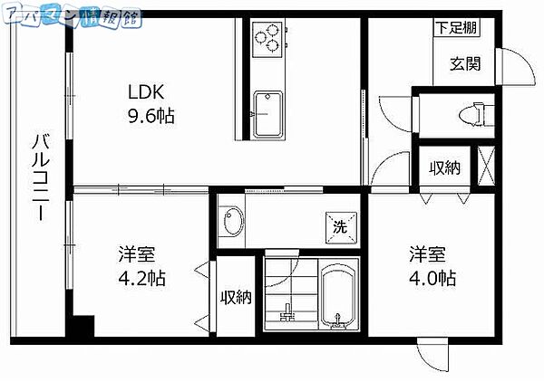 メゾンドスカイ ｜新潟県新潟市中央区東堀前通2番町(賃貸マンション2LDK・4階・44.30㎡)の写真 その2