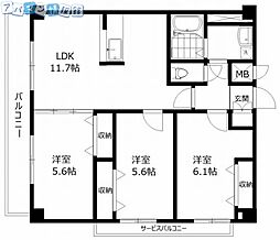 ASPREMIUM関屋金衛町 3LDKの間取図画像