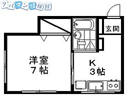 グリーンヒル堀割 1Kの間取図画像