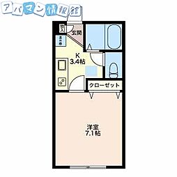 ベルテ米山 1Kの間取図画像