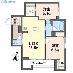 シャーメゾン笹和 2LDKの間取図画像