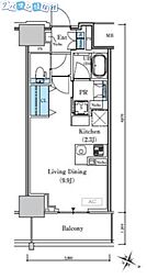ロイヤルパークスER万代 ワンルームの間取図画像