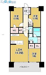 プラウド新潟米山 3LDKの間取図画像