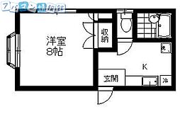 セピアハウスHAMA 1Kの間取図画像