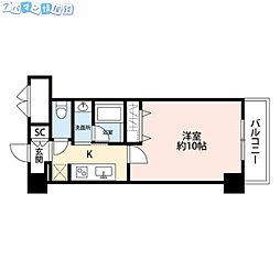 パークソレイユ3番館 1Kの間取図画像