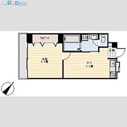 ロイヤル上大川前 1DKの間取図画像