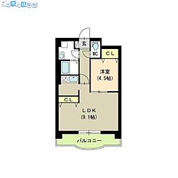 レジュイール東中通 1LDKの間取図画像